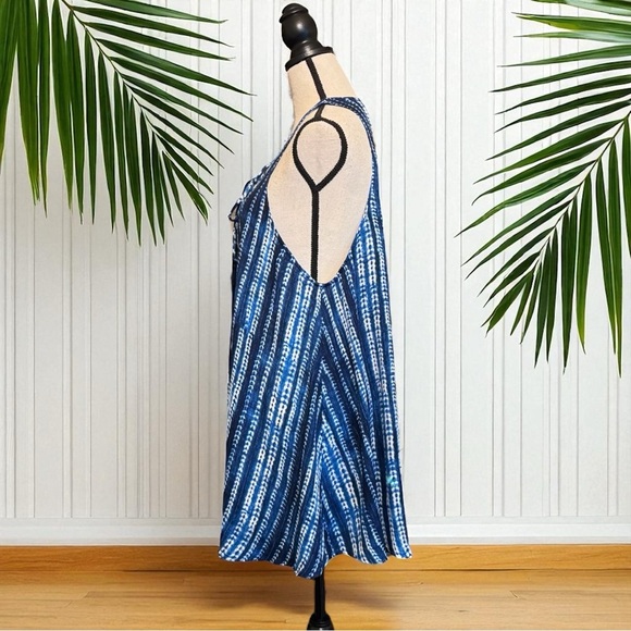Show Me Your Mumu Blue Tie-Dye Lace Up Mini Dress - Size Medium - Picture 7 of 15
